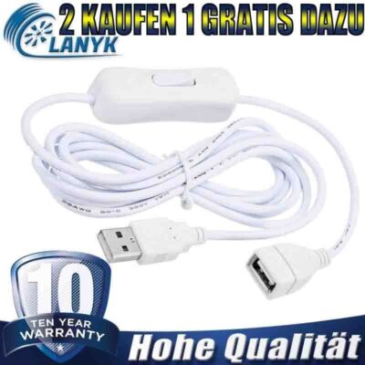 5V USB Kabel mit Ein/Aus Schalter USB Stecker auf Buchse Verlängerungskabel 2M