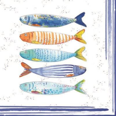 20 Servietten Bord de Mer Fische Meer Maritim See Angler angeln See Deko 33x33cm