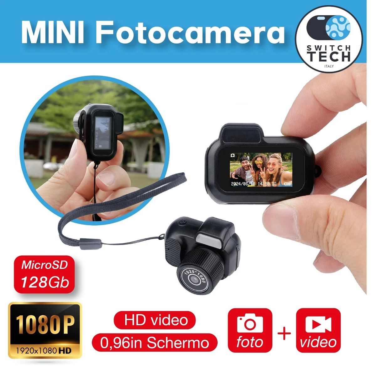 Micro Telecamera Spia Full HD 1200 TVL 0,5x0,5 Cm, Mini Nascosta Per Interni/Esterni, 12V