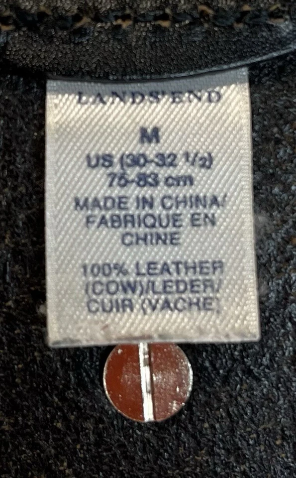 Cinturón de cuero negro Lands' End interesante hebilla plateada captura talla M 32/34 artístico Foto 4 de 4