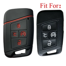 Fit VW 2021 Atlas Jetta 4 Button Smart Remote Key Fob Silicone Case Cover Black