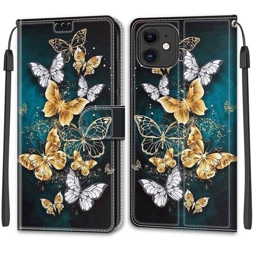 For iPhone 11 12 Pro Max XR XS 6 7 8 SE Butterfly Flip Card Wallet Phone Case - 第 2/12 張圖片