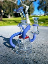 6.5" Plum Wig Wag Klein Recycler Tobacco Smoking Water Pipe Hookah Bubbler Bong
