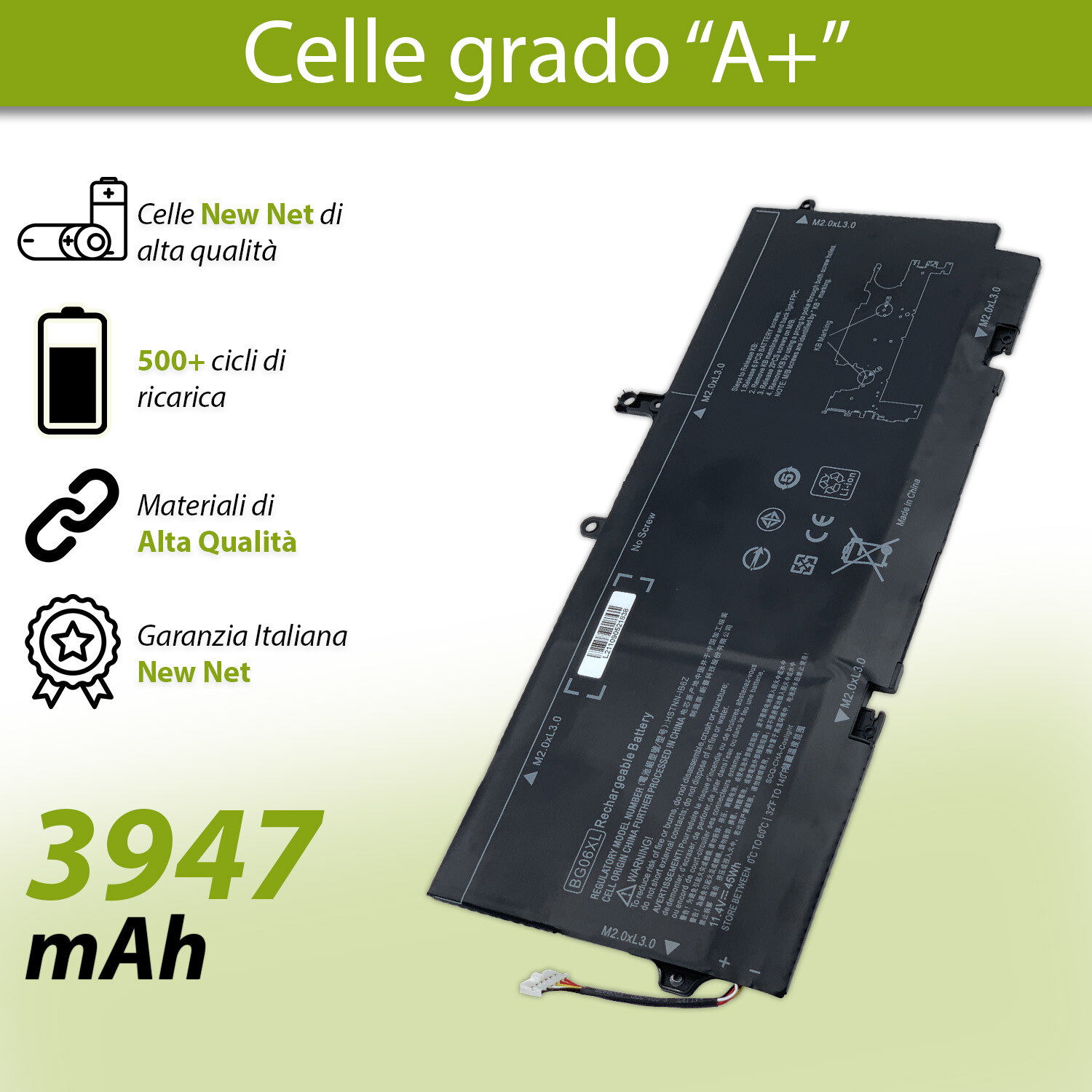 Batteria compatibile con Hp Elitebook 1040 G3-W1Z61US G3-Y6D70US 11,4V - 4