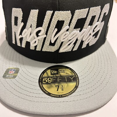 LAS VEGAS RAIDERS NFL NEW ERA 59FIFTY 7 3/8 BLK SILVER HAT/CAP | eBay