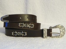 Beautiful Brighton Brown Leather Belt with Silver Buckle Size 30-34