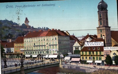 Graz , Franz Karl Brücke mit Schlossberg