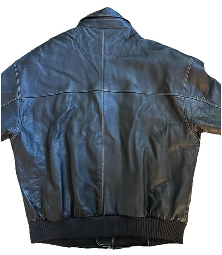 Pelle Pelle Leather Bomber Jacket Vintage Men’s Size 44 White Stitching - Picture 12 of 16