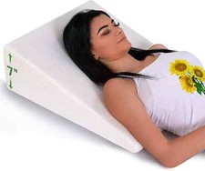 Bed Wedge Pillow for Sleeping - Memory Foam Top - Reduce Standard: 7.5", White