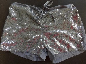 silver glitter shorts