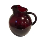 Vintage Anchor Hocking Royal Ruby Red Glass Ball Pitcher with Ice Lip