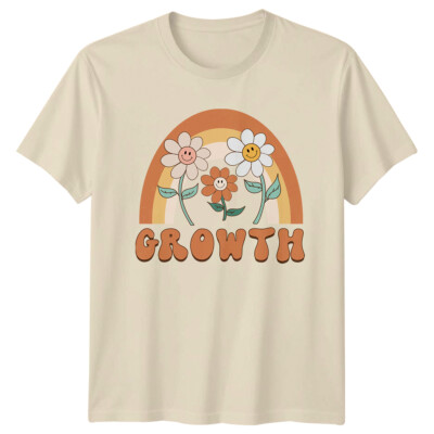 Wachstum Retro Blume Regenbogen Groovy Seventies Stil Grafik T-Shirt