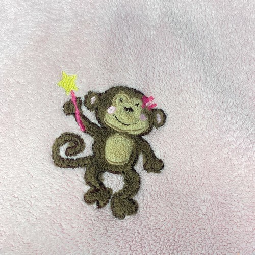 Baby Starters Pink Blanket Brown Monkey Wand Flower Fleece Lovey Security 