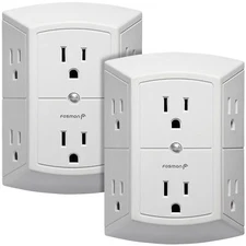 6-Outlet Wall Plug, Fosmon Six Plug Outlet Adapter, 6 Way Oulet White 