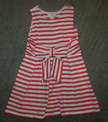girls red and white striped dress