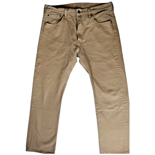 LEVI'S 501 Jeans Uomo 34x30 Bottoni Fly Rosso Tab Marrone Tan Gamba Dritta Classico - Foto 2 di 15