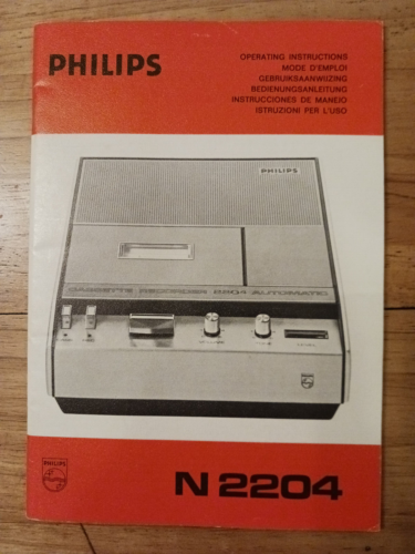Manual for Philips N2204 Cassette Recorder/Player from 1970s