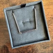 David Yurman Petite Pavé Bar Necklace in Sterling Silver w/ Black Diamonds