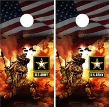 US Army Soldier Military American Flag Cornhole Board Decal Wrap Wraps