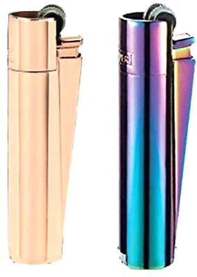 2 x Clipper Feuerzeuge Metall im Edel Design & verpackt in Box  Rose + Icy Color