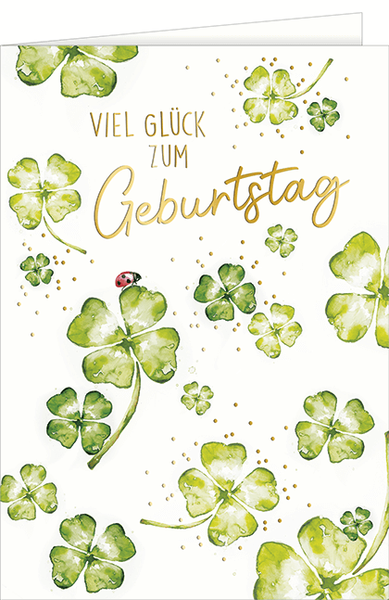 Geburtstag - A4 Karte Mit Umschlag – MarienkäFer Kleeblatt - Viel GlüCk Zum Gebu-image