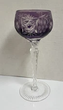 Ajka Marsala Cut to Clear Glass 8 1/4” Amethyst Wine Glass Goblet.