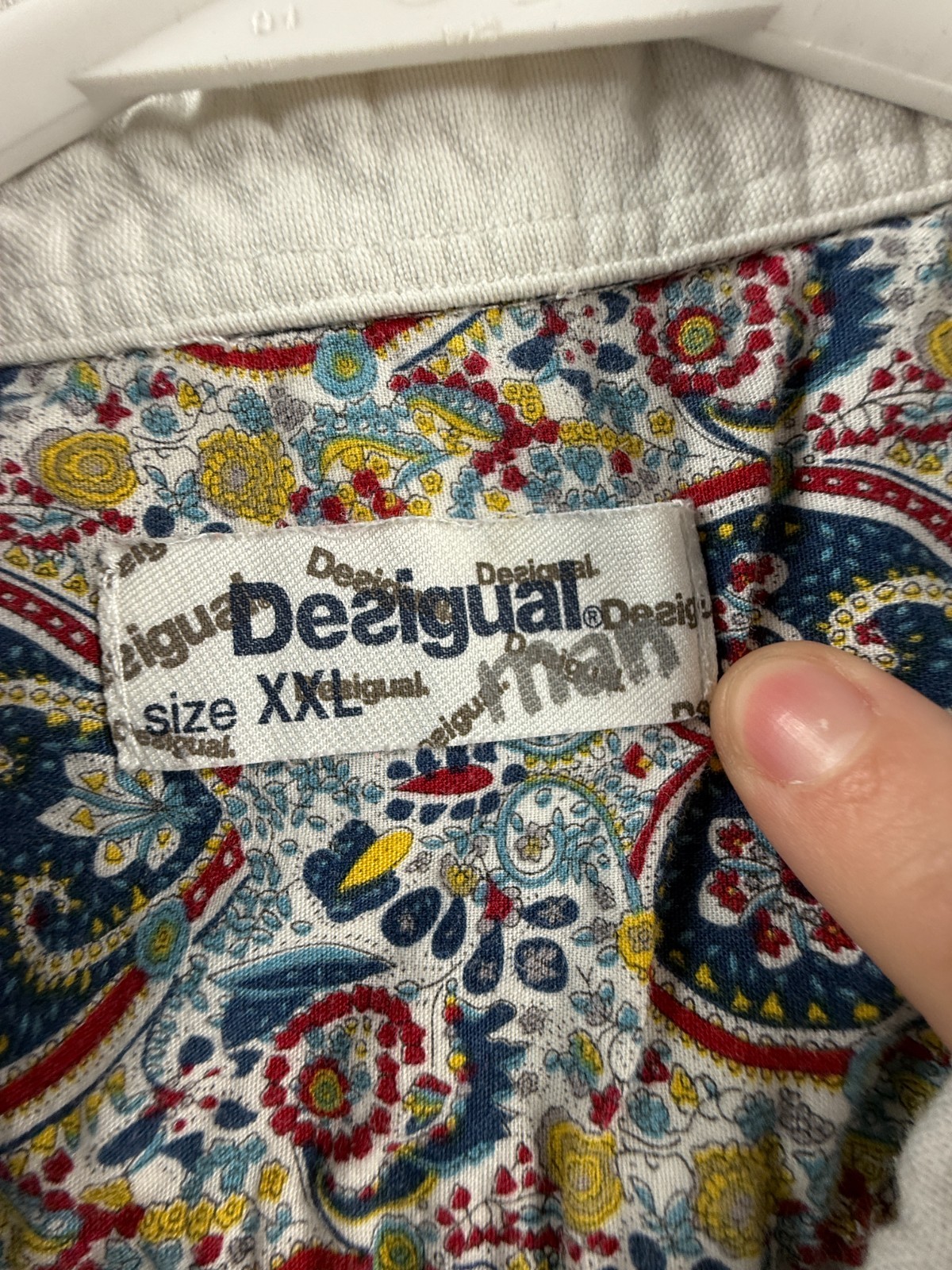 Desigual Colorblock Patchwork Blue White 2XL Cott… - image 13