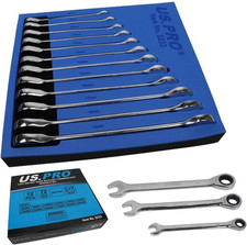 Professional Trade Quality 12 Piece Metric Combination Ratchet Spanner Set, 8-19