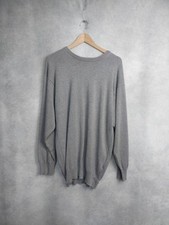 VINTAGE BARBOUR JUMPER 40 CHEST GREY CREW NECK COTTON/CASHMERE. STAIN ON SLEEEVE