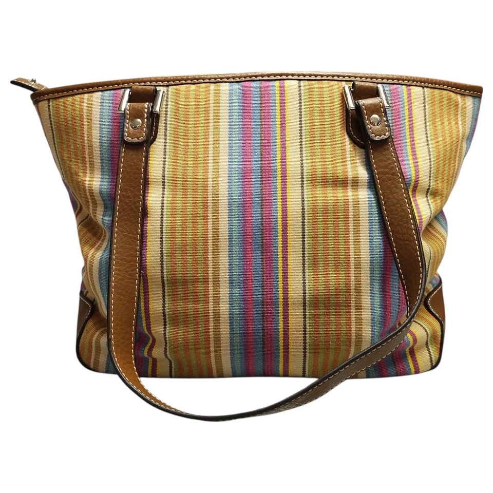 Bolso de hombro vintage Etienne Aigner para mujer con correas de cuero de lona a rayas múltiples Foto 2 de 4