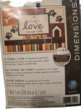 DIMENSIONS 5  x7  Counted Cross Stitch KIT - A DOG'S LOVE - NEW