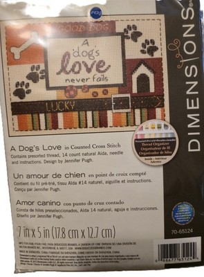 DIMENSIONS 5 x7  Counted Cross Stitch KIT - A DOG'S LOVE - NEW