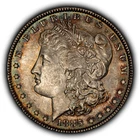 1885 $1 Morgan Silver Dollar - Rainbow Rim Toning - BU - SKU-D7676