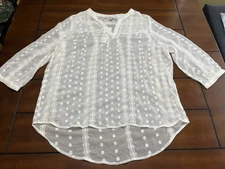 Olive and Oak Women's Shirt Sheer Ivory White Size XL New w/ Tags