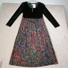 Vintage Jessica Howard Petite Dress Women’s Size 4 Paisley Floral Christmas Tie