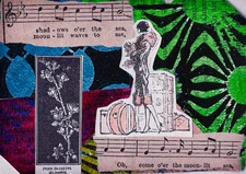 ACEO Mixed Media Gelprint Collage Art – Helen - OOAK Original Signed