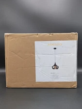 Adesso Black Finish Eliza Pendant. Smoke Glass Shade