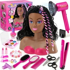 Hair Styling Doll Head Makeup Kit for Girls Toys, 35PCS Hair Salon Pretend Pl...