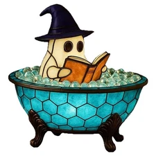 Ghost Bubble Bath Lamp, Halloween Ghost Night Light, LED Lamp for Bathroom Decor