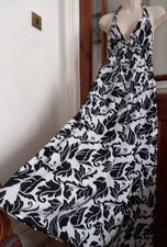 VTG Look Backless Halter Maxi Dress Size 10 Tie Back Boho Hippy Festival Party