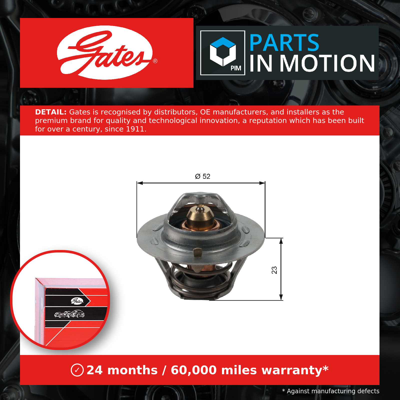 Thermostat without housing TH14088G1 GATES for FORD FORD USA ROVER TRIUMPH VW MG - Image 7