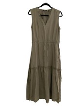 Lands' End Women's Lyocell Tiered Midi Dress, Tan Size Medium