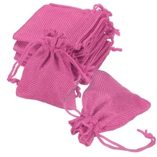 20 Pcs Burlap Bags with Drawstring, 2.8 x 3.5 Inch Favor Sacks, Rose Red