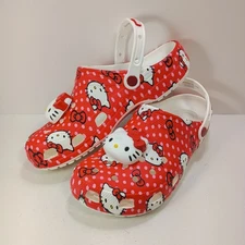 Men's 11 Crocs Hello Kitty Red Classic Strap Clog 210575-90H Sanrio