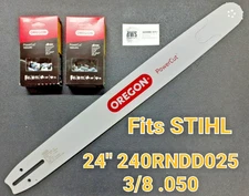 24" For STIHL MS460 Chainsaw Bar & 2 Pack Chains Oregon 240RNDD025 3/8 050