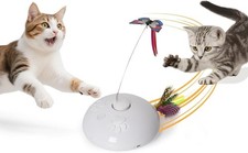 Cat Toy 3 in 1 Automatic Interactive Wand Toy, Moving Butterfly Feathers