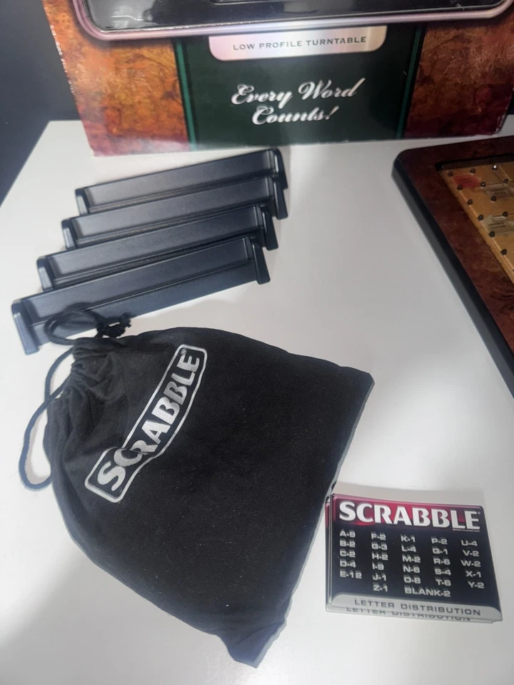 Scrabble Deluxe Board Game Word Game Low Profile Turntable Tile Lock Mattel 2009 - Image 3 of 4