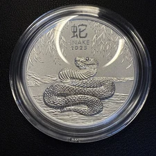 2025 Year of the Snake 2 Oz .9999 Silver Lunar Coin Perth Australia Ltd Mint🐍