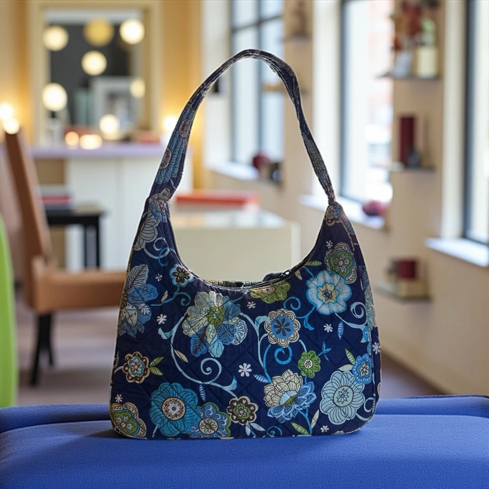 Bolso de Hombro Azul Acolchado Bella Taylor Cartera Floral 13.5" Foto 2 de 4