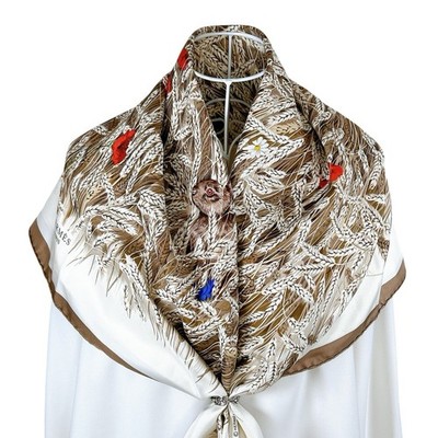 Vintage HERMES Carre 90 Seidentuch ''Les Bles'' von Hugo Grygkar 35'' taupe...